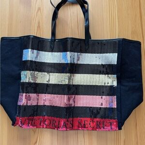 Victoria's Secret Black Tote with Multicolor Sequins